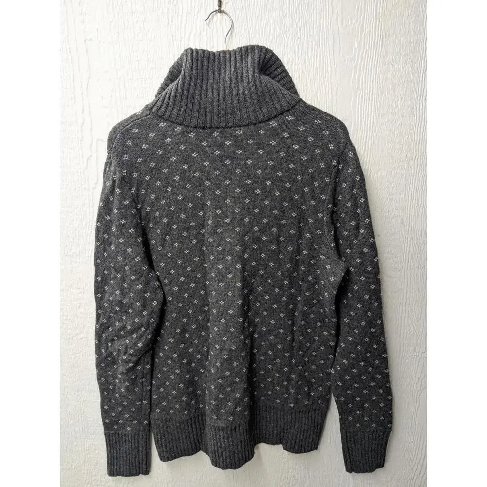 Eddie Bauer Nordic Snowflake Cardigan Sweater Wool Blend Full Zip Men's XL Tall